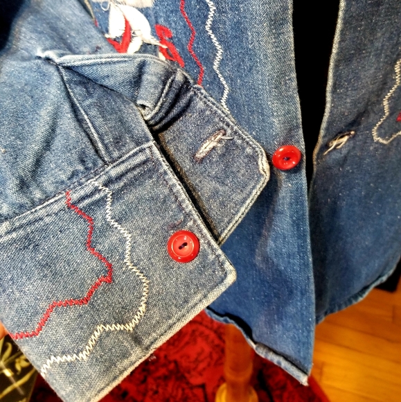 VTG 60s/70s Mexican Embroidered Jean Jacket - Picture 4 of 13